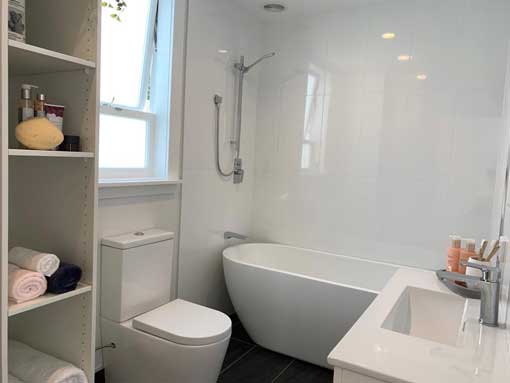 Renovated bathroom with new suite in Auckland